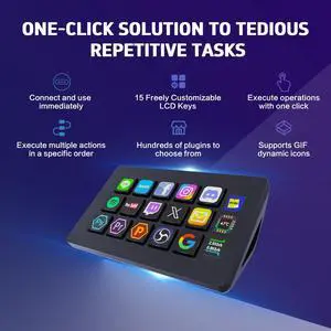 Basicolor Macro Pad,Stream Controller Deck with 15 Customizable Macro Keys Compatible with OBS/PowerPoint/Excel/Youtube/Word/Photoshop/Adobe Premiere Pro Windows 10/Mac14.0 (293SV3) Black