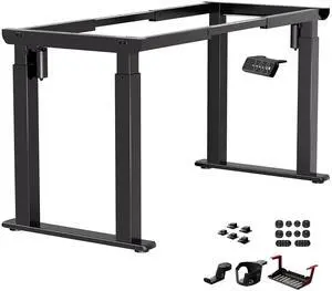 JWX 4-Leg Standing Desk Frame with Dual Motors, Electric Height Adjustable Desk Base, Heavy Duty 330 lbs Load, Fits Desktop 3979, Anti-Collision, Memory Presets, Black Frame Only