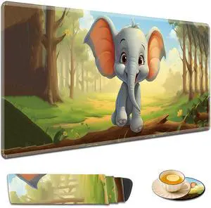 Large Mouse Pad, 31.5 x 11.8in Extended Gaming Mousepad, Edge Stitched and Non-Slip Rubber Base Foldable XXL Mousepad, Office and Home Writing Mat, Cartoon Elephant Large Mouse Pad, 31.5 x 11.8in Extended Gaming Mousepad, Edge Stitched and Non-Slip Rubber Base Foldable XXL Mousepad, Office and Home Writing Mat, Cartoon Elephant
