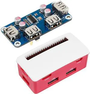 USB HUB HAT Board with ABS Case Box for Raspberry Pi Zero 2W/2WH/Zero, Extended 4X USB 2.0 Ports, Dust-Proof USB HUB HAT Board with ABS Case Box for Raspberry Pi Zero 2W/2WH/Zero, Extended 4X USB 2.0 Ports, Dust-Proof