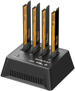 SEINIKAY M.2 Dock with Fan for NVME SATA SSD, Tool-Free 4 Bay NVMe Reader with Indicator Light, 10Gbps SpeedNo Clone Function SEINIKAY M.2 Dock with Fan for NVME SATA SSD, Tool-Free 4 Bay NVMe Reader with Indicator Light, 10Gbps SpeedNo Clone Function