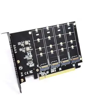 Rongdeson LM417 Quad NVMe SSD to PCIe 4.0/3.0 X16 Adapter Card, Supports 4-Drive M.2 NVMe, RAID, Boot, Required Mainboard with Built-in PCIe Bifurcation/Splitting Rongdeson LM417 Quad NVMe SSD to PCIe 4.0/3.0 X16 Adapter Card, Supports 4-Drive M.2 NVMe, RAID, Boot, Required Mainboard with Built-in PCIe Bifurcation/Splitting