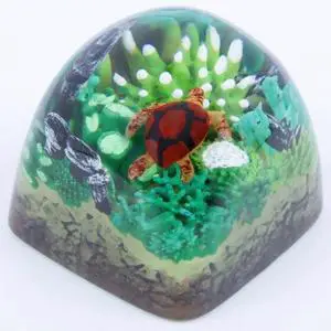 Handmade Resin Artisan Keycap Coral Reef Ocean Theme with Sea Creatures 1U ESC Key Cherry MX Mechanical Keyboard Compatible 3D Mini Aquarium Design (Turtle) Handmade Resin Artisan Keycap Coral Reef Ocean Theme with Sea Creatures 1U ESC Key Cherry MX Mechanical Keyboard Compatible 3D Mini Aquarium Design (Turtle)