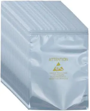 MECCANIXITY 100 Pcs Anti Static Bags 6.3" x 9.1" Resealable ESD Shielding Bag with Labels for Hard Drive HDD SSD Electronic Device Motherboards, Silver Gray MECCANIXITY 100 Pcs Anti Static Bags 6.3" x 9.1" Resealable ESD Shielding Bag with Labels for Hard Drive HDD SSD Electronic Device Motherboards, Silver Gray