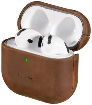 Belemay Handcrafted Crazy Horse Leather Case for AirPods 4 (2024), Vintage Aesthetic, Two-Tone Effect, Unique Patina, Compatible with MagSafe, Compatible with Airpods 4th Gen, Rustic Brown Belemay Handcrafted Crazy Horse Leather Case for AirPods 4 (2024), Vintage Aesthetic, Two-Tone Effect, Unique Patina, Compatible with MagSafe, Compatible with Airpods 4th Gen, Rustic Brown