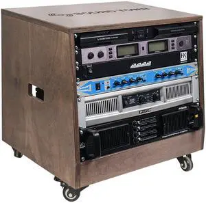Sound Town DIY Solid Baltic Birch Plywood Slanted 8U Studio Rack, Weathered Brown, Rubber Feet, Casters (SDRK-8TB) Sound Town DIY Solid Baltic Birch Plywood Slanted 8U Studio Rack, Weathered Brown, Rubber Feet, Casters (SDRK-8TB)