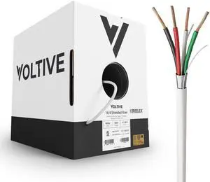 Voltive 16/4 Shielded Low Voltage Wire, Riser CL3R, White, 500ft - 16AWG, 4 Conductors, Overall Shield, Stranded Bare Copper, UL Listed - V-1280-1 Voltive 16/4 Shielded Low Voltage Wire, Riser CL3R, White, 500ft - 16AWG, 4 Conductors, Overall Shield, Stranded Bare Copper, UL Listed - V-1280-1