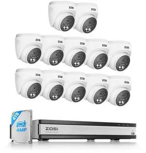 ZOSI C220 16CH 4K PoE Home Security Camera System, 16CH 8MP 4K NVR with 4TB HDD for 24/7 Record, 12 x 4MP(1440p) QHD 2.5K Dome IP Cameras Outdoor Indoor, Smart AI Human Detection, Two-Way Audio ZOSI C220 16CH 4K PoE Home Security Camera System, 16CH 8MP 4K NVR with 4TB HDD for 24/7 Record, 12 x 4MP(1440p) QHD 2.5K Dome IP Cameras Outdoor Indoor, Smart AI Human Detection, Two-Way Audio