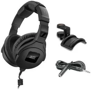 Sennheiser HD 300 Pro Headphones, Black with Headphone Holder & Stereo 1/4" Male Phone TRS Headphone Extension Cable 10' Sennheiser HD 300 Pro Headphones, Black with Headphone Holder & Stereo 1/4" Male Phone TRS Headphone Extension Cable 10'
