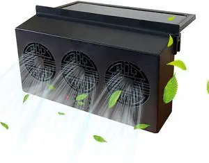 Torcarvh Car Window Exhaust Fan Solar Power Car Ventilation Fan Auto Cooling Fan with Three Air Outlet Black-Type A Torcarvh Car Window Exhaust Fan Solar Power Car Ventilation Fan Auto Cooling Fan with Three Air Outlet Black-Type A