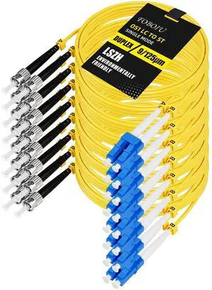 Foboiu OS1 LC to ST Fiber Patch Cable 8Pack, 3M(9FT) ST to LC Singlemode Fiber Patch Cable, LSZH Duplex 9/125m Yellow Jumper Fiber Optic Cord for Media Converters Foboiu OS1 LC to ST Fiber Patch Cable 8Pack, 3M(9FT) ST to LC Singlemode Fiber Patch Cable, LSZH Duplex 9/125m Yellow Jumper Fiber Optic Cord for Media Converters
