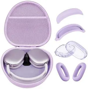 Hard Case for AirPods Max 2 Supports Sleep Mode, Travel Carrying Headphone Case with AirPods Max 2/1 Clear Ear Cups Cover/Silicone Earpad Case/Headband Cover, Protective Portable Storage Bag, Purple Hard Case for AirPods Max 2 Supports Sleep Mode, Travel Carrying Headphone Case with AirPods Max 2/1 Clear Ear Cups Cover/Silicone Earpad Case/Headband Cover, Protective Portable Storage Bag, Purple
