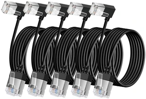 Ultra Thin Gigabit Cat6 Ethernet Cable 90 Right Angled 10FT 5Pack, UTP Ultra Thin Gigabit Cat6 Ethernet Cable 90 Right Angled 10FT 5Pack, UTP