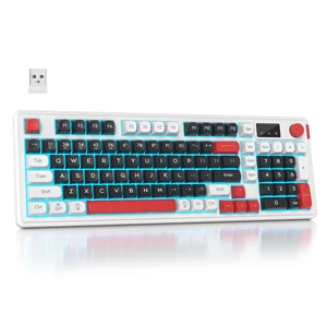 Mosptnspg RGB Mechanical Feel Membrane Wireless Keyboard, Wired/Bluetooth/2.4G Silent ABS Ball Cap Gasket Structure Gaming Office Keyboard for PC/Mac/Win (98 Black) Mosptnspg RGB Mechanical Feel Membrane Wireless Keyboard, Wired/Bluetooth/2.4G Silent ABS Ball Cap Gasket Structure Gaming Office Keyboard for PC/Mac/Win (98 Black)