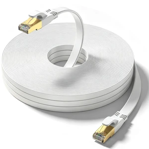 Ohmvolta Cat8 Ethernet Cable 100ft White,High-Speed 40Gbps 2000Mhz Lan Internet Cable Gold Plated RJ45 Connector,Outdoor Indoor Flat S/FTP Patch Cord for Gaming Router Modem,Faster Than Cat7 Cat6 Cat5 Ohmvolta Cat8 Ethernet Cable 100ft White,High-Speed 40Gbps 2000Mhz Lan Internet Cable Gold Plated RJ45 Connector,Outdoor Indoor Flat S/FTP Patch Cord for Gaming Router Modem,Faster Than Cat7 Cat6 Cat5