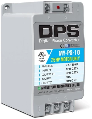DPS Digital Phase Converter 10HP MY-PS-10, Single to 3 Phase, 30A 200-240V DPS Digital Phase Converter 10HP MY-PS-10, Single to 3 Phase, 30A 200-240V
