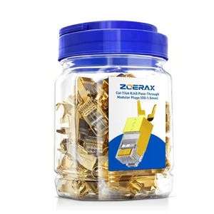 ZOERAX 50-Pack Cat7 Cat6A Shielded Pass Through RJ45 Connectors, 3-Prong Gold Plated CAT7 Modular Plug for Solid or Stranded STP/FTP Ethernet Cable (Gold) ZOERAX 50-Pack Cat7 Cat6A Shielded Pass Through RJ45 Connectors, 3-Prong Gold Plated CAT7 Modular Plug for Solid or Stranded STP/FTP Ethernet Cable (Gold)