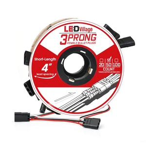Ledvillage 50 Counts of 3 Prong Female Bullet Plug Wiring Harness Continuous Wire Harness Roll (4" Lead Spacing Between Plugs) 3 Prong Socket Plug Ledvillage 50 Counts of 3 Prong Female Bullet Plug Wiring Harness Continuous Wire Harness Roll (4" Lead Spacing Between Plugs) 3 Prong Socket Plug