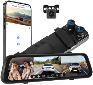 CAMECHO 3 Channel Rear View Mirror Camera, HD Mirror Dash Cam Front and Rear Inside, Built-in WiFi, Dash Camera for Car, Night Vision, G-Sensor, Reverse Assist, Loop Recording, Dashcam CAMECHO 3 Channel Rear View Mirror Camera, HD Mirror Dash Cam Front and Rear Inside, Built-in WiFi, Dash Camera for Car, Night Vision, G-Sensor, Reverse Assist, Loop Recording, Dashcam