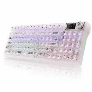 Aula Transparent Mechanical Keyboard with Display & Knob, 95-Key Hot-Swappable, Tri-Mode Wireless Keyboard Gaming, RGB Backlit,10000mAh Battery, Gasket Mount,for Windows, macOS, iOS & Android, Aula Transparent Mechanical Keyboard with Display & Knob, 95-Key Hot-Swappable, Tri-Mode Wireless Keyboard Gaming, RGB Backlit,10000mAh Battery, Gasket Mount,for Windows, macOS, iOS & Android,