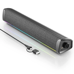 Computer Speakers for Desktop PC, Gaming Soundbar with 4 Drivers, 12 RGB Lighting Modes, USB/USB-C Powered PC Speakers, Plug & Play Monitor Sound Bar with Mic & Headphone Jack for Laptop, PC, Black Computer Speakers for Desktop PC, Gaming Soundbar with 4 Drivers, 12 RGB Lighting Modes, USB/USB-C Powered PC Speakers, Plug & Play Monitor Sound Bar with Mic & Headphone Jack for Laptop, PC, Black