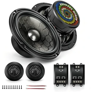 TANVSO CarbonForce 6.5 Component Speakers, 1200W Peak 4 Ohm 6.5 Inch Component Car Speakers, 6-1/2 MidBass Woofers with Honeycomb-Weave Carbon Fiber Cone, Silk Dome Tweeters & Crossovers, 2-Way Set TANVSO CarbonForce 6.5 Component Speakers, 1200W Peak 4 Ohm 6.5 Inch Component Car Speakers, 6-1/2 MidBass Woofers with Honeycomb-Weave Carbon Fiber Cone, Silk Dome Tweeters & Crossovers, 2-Way Set
