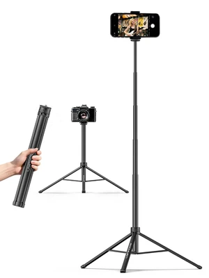 AOCHUAN 155cm Lightweight Extendable Phone Tripod for iPhone, Adjustable 14.5"-60.1" Photography Phone Stand, Portable & Stable Travel Tripod for Smartphone, Video Recording, Live Streaming AOCHUAN 155cm Lightweight Extendable Phone Tripod for iPhone, Adjustable 14.5"-60.1" Photography Phone Stand, Portable & Stable Travel Tripod for Smartphone, Video Recording, Live Streaming