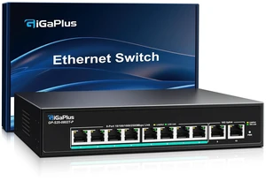 10-Port 10Gb Unmanaged PoE Ethernet Switch with 8*2.5G Base-T PoE Ports, 2*10G RJ45 Ports. 80Gbps Switching Capacity, GiGaPlus 10Gbps Network Switch for 2.5G/10Gbps NAS/PC, WiFi6 Router, Wireles 10-Port 10Gb Unmanaged PoE Ethernet Switch with 8*2.5G Base-T PoE Ports, 2*10G RJ45 Ports. 80Gbps Switching Capacity, GiGaPlus 10Gbps Network Switch for 2.5G/10Gbps NAS/PC, WiFi6 Router, Wireles