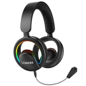 LOBKIN Open Ear Headphones, Bluetooth 6.0 Wireless Headset with Detachable Mic, Adjustable RGB Lights, Voice Assistant Comfortable Breathable Safe Lightweight Over Ear Headphones for Working Ga LOBKIN Open Ear Headphones, Bluetooth 6.0 Wireless Headset with Detachable Mic, Adjustable RGB Lights, Voice Assistant Comfortable Breathable Safe Lightweight Over Ear Headphones for Working Ga