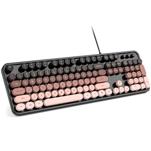MOWUX Computer Keyboard Wired, Plug and Play USB Retro Round Typewriter Keyboard, Full Size Wired Keyboard with Foldable Stands for Laptop and Office PC- BlackBerry Gradient MOWUX Computer Keyboard Wired, Plug and Play USB Retro Round Typewriter Keyboard, Full Size Wired Keyboard with Foldable Stands for Laptop and Office PC- BlackBerry Gradient