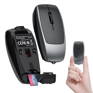 2-in-1 Mini Wireless Bluetooth Mouse & TF Card Reader(Up to 2TB),USB-C Rechargeable Silent Pocket-Sized 30g Compact Travel Finger Mice,for PC Laptop MacBook iPad Tablet,Office Trip Home Use-Gre 2-in-1 Mini Wireless Bluetooth Mouse & TF Card Reader(Up to 2TB),USB-C Rechargeable Silent Pocket-Sized 30g Compact Travel Finger Mice,for PC Laptop MacBook iPad Tablet,Office Trip Home Use-Gre