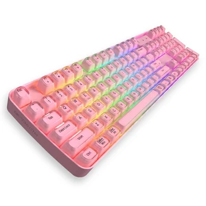 Lomiluskr RGB Arc Wireless Keyboard, BT/2.4G/Wired Tri-Mode, Full Size Crystal Texture Translucent Jelly Keycaps, 2000mAh Rechargeable, Compatible with PC/Notebook/Tablet/Smartphone (Pink) Lomiluskr RGB Arc Wireless Keyboard, BT/2.4G/Wired Tri-Mode, Full Size Crystal Texture Translucent Jelly Keycaps, 2000mAh Rechargeable, Compatible with PC/Notebook/Tablet/Smartphone (Pink)