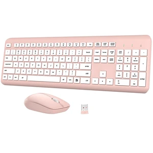 Wireless Keyboard and Mouse Combo, Full-Size Silent Ergonomic Keyboard and Optical Mouse, Long Battery Life, 2.4G Lag-Free Mice Keyboard for Computer,Mac,Laptop,PC,Windows(White Pink) Wireless Keyboard and Mouse Combo, Full-Size Silent Ergonomic Keyboard and Optical Mouse, Long Battery Life, 2.4G Lag-Free Mice Keyboard for Computer,Mac,Laptop,PC,Windows(White Pink)