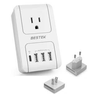 BESTEK International Travel Adapter with USB-C 30W, 3000W Travel Adapter for Hair Dryer, Curling Iron USB Travel Wall Charger with Worldwide Wall Plugs for US, EU, (Not a Converter) BESTEK International Travel Adapter with USB-C 30W, 3000W Travel Adapter for Hair Dryer, Curling Iron USB Travel Wall Charger with Worldwide Wall Plugs for US, EU, (Not a Converter)