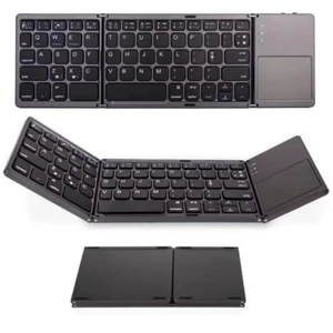 Foldable Bluetooth Keyborad with Touchpad,Small Tri-Folding Travel Mini Compact Wireless Portable Keyboard for PC Laptop iPad Tablets Smartphone Universal Android Windows iOS, Sync Up to 3 Devi Foldable Bluetooth Keyborad with Touchpad,Small Tri-Folding Travel Mini Compact Wireless Portable Keyboard for PC Laptop iPad Tablets Smartphone Universal Android Windows iOS, Sync Up to 3 Devi