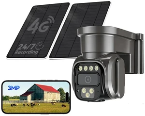 4G LTE Cellular Solar Security Camera, No WiFi AOV Solar Camera Wireless Outdoor, Dual Solar Panels, 360Live View, 2K Color Night Vision, PIR Motion Sensor, 24/7 Recording, 2 Way Talk, Built-in 4G LTE Cellular Solar Security Camera, No WiFi AOV Solar Camera Wireless Outdoor, Dual Solar Panels, 360Live View, 2K Color Night Vision, PIR Motion Sensor, 24/7 Recording, 2 Way Talk, Built-in