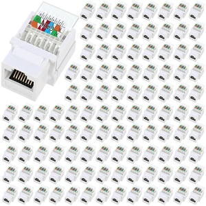 Tellegloww 120 Pack Cat6 Rj45 Keystone Jack Bulk 90 Degree Toolless Keystone Jack, Can Serve as Modular Coupler for Wall Plates Only, Not for Patch Panel, White Tellegloww 120 Pack Cat6 Rj45 Keystone Jack Bulk 90 Degree Toolless Keystone Jack, Can Serve as Modular Coupler for Wall Plates Only, Not for Patch Panel, White