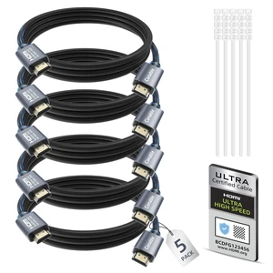 5-Pack 8K HDMI 2.1 Cable 6 FT, Certified Ultra High Speed, 48Gbps, Braided 5-Pack 8K HDMI 2.1 Cable 6 FT, Certified Ultra High Speed, 48Gbps, Braided