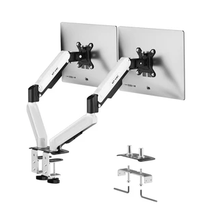 MT-VIKI Dual Monitor Stand - Gas Spring Double Monitor Arm with Quick Release VESA Plates for 2 Screens 17-32 Inch, Full Motion Articulating Desk Mount, Holds 4.4-19.8lbs MT-VIKI Dual Monitor Stand - Gas Spring Double Monitor Arm with Quick Release VESA Plates for 2 Screens 17-32 Inch, Full Motion Articulating Desk Mount, Holds 4.4-19.8lbs