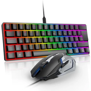 SOPPY Compact 60% Gaming Mechanical Keyboard and Mouse Combo, RGB Backlit 61 Keys Compact Keyboard, USB Ergonomic Office Wired Keyboards for PC/Laptop/Windows/PS4/Xbox/Mac, Red Switches (Black) SOPPY Compact 60% Gaming Mechanical Keyboard and Mouse Combo, RGB Backlit 61 Keys Compact Keyboard, USB Ergonomic Office Wired Keyboards for PC/Laptop/Windows/PS4/Xbox/Mac, Red Switches (Black)