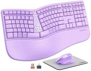 MEETION Ergonomic Keyboard Mouse Combo, Split Design Vertical Mouse, Purple MEETION Ergonomic Keyboard Mouse Combo, Split Design Vertical Mouse, Purple