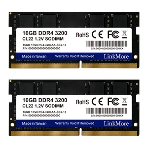 LinkMore 32GB Kit (2x16GB) DDR4 3200MHz Laptop RAM, SODIMM, CL22, 1.2V LinkMore 32GB Kit (2x16GB) DDR4 3200MHz Laptop RAM, SODIMM, CL22, 1.2V