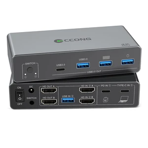 HDMI USB C KVM Switch 2 Monitors for 1 Laptop and 1 Desktop 4K@60Hz HDMI USB C KVM Switch 2 Monitors for 1 Laptop and 1 Desktop 4K@60Hz