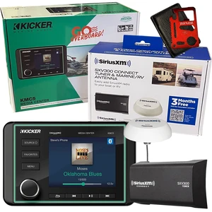 Kicker 46KMC5 Marine 6 Channel Boat Gauge Style Media Center & SiriusXM SXV300 Connect Tuner & Marine/RV Antenna Bundle with Zonoz Z-Tool Kicker 46KMC5 Marine 6 Channel Boat Gauge Style Media Center & SiriusXM SXV300 Connect Tuner & Marine/RV Antenna Bundle with Zonoz Z-Tool