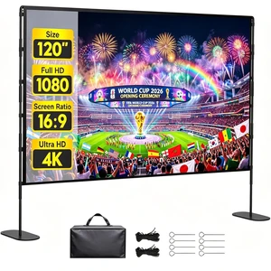 120 Inch Outdoor Projector Screen with Stand, Portable Indoor Outdoor Movie Screen, 16:9 4K HD Lightweight Projection Screen with Carry Bag for Backyard Movie Night 120 Inch Outdoor Projector Screen with Stand, Portable Indoor Outdoor Movie Screen, 16:9 4K HD Lightweight Projection Screen with Carry Bag for Backyard Movie Night