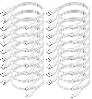Micro USB Cable 3FT 20-Pack,Multipack Fast Charging USB 2.0 Data Sync White Micro USB Cable 3FT 20-Pack,Multipack Fast Charging USB 2.0 Data Sync White