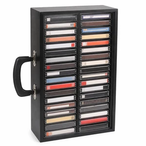 Cassette Tape Storage Box with Acrylic Sliding Dust Cover 36-Slot Organizer with Dividers & Side Handle, Handmade Wooden Tape Holder for Home Studio & Display Cassette Tape Storage Box with Acrylic Sliding Dust Cover 36-Slot Organizer with Dividers & Side Handle, Handmade Wooden Tape Holder for Home Studio & Display