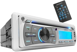 Gravity MGR-208BT Marine Single DIN AV Receiver, 300W Bluetooth CD/MP3 Player with SD, USB, AUX & AM/FM Radio for Boats, Yachts & Marine Audio Gravity MGR-208BT Marine Single DIN AV Receiver, 300W Bluetooth CD/MP3 Player with SD, USB, AUX & AM/FM Radio for Boats, Yachts & Marine Audio