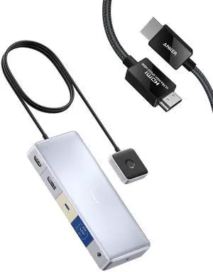 Anker Docking Station, KVM Switch for 2 Laptops, Dual 4K Monitor 554 USB C Docking Station & Anker 8K@60Hz HDMI Cable, Ultra High Speed 4K@120Hz 48Gbps 6.6 ft Ultra HD HDMI to HDMI