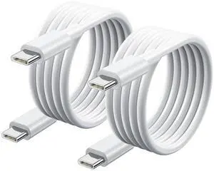 USB C to USB C Cable (6FT 2Pack) 60W Type C Charger Cord Fast Charging for iPhone 16 15 Pro Laptops MacBook iPad Switch Steam Deck etc.